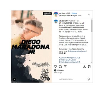 El posteo de UD Ibarra