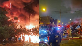 Explosiones y falta de agua complican control de incendio que consume varias viviendas en Villa El Salvador