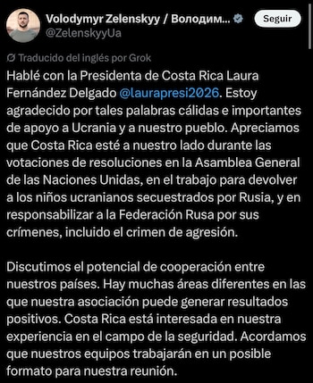 Posteo compartido en redes sociales del presidente ucraniano. Crédito: X Volodymyr Zelenskyy