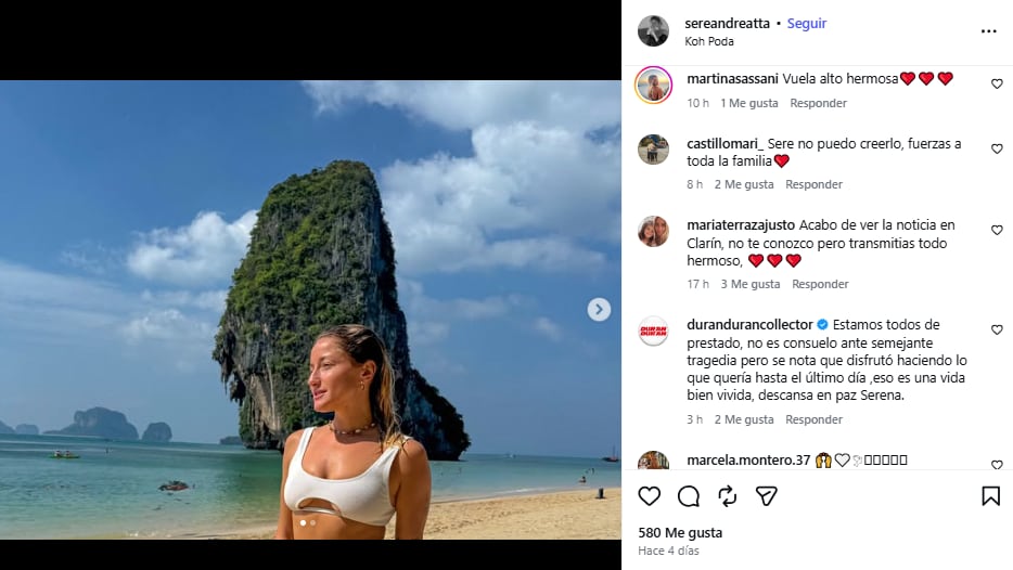 Los comentarios en el último posteo de Serena