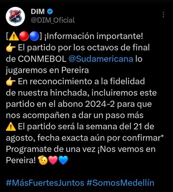 El tuit donde Independiente Medellín