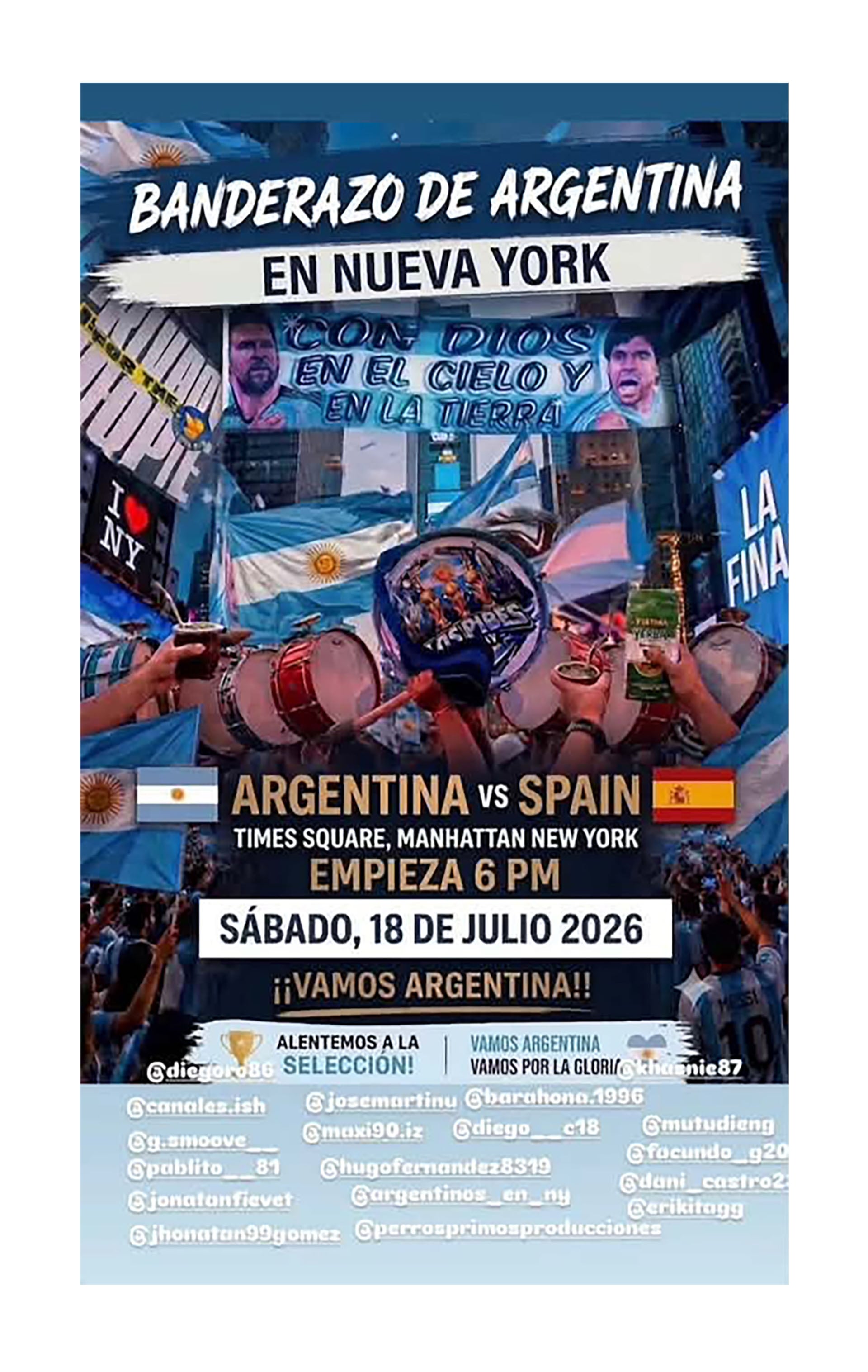 El banderazo previsto a las 18, en Times Square