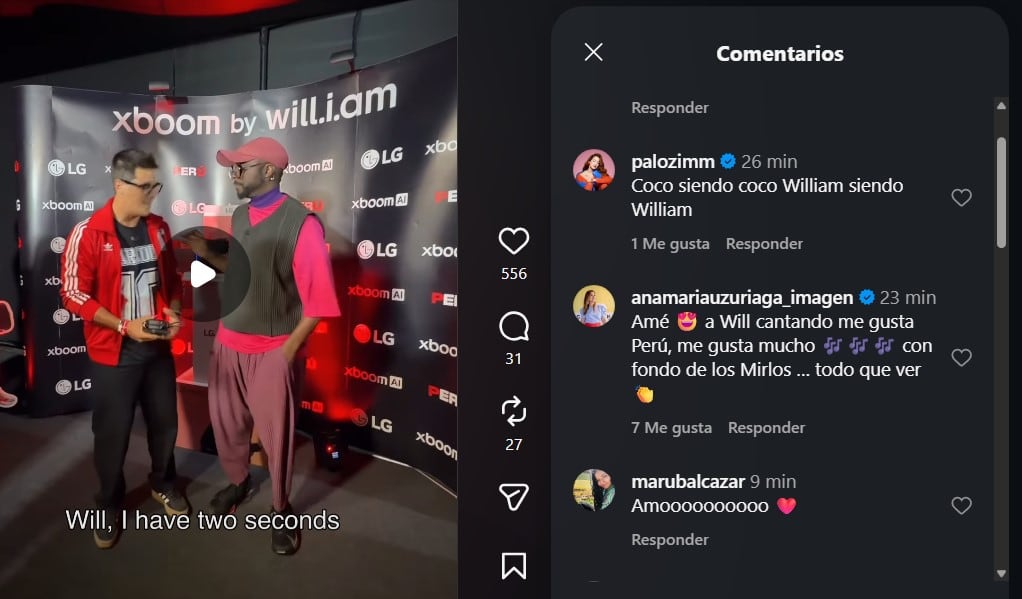 will.i.am queda sorprendido al escuchar a Los Mirlos: “Es de 1970 o algo así”. Captura: Instagram Coco Maggio.