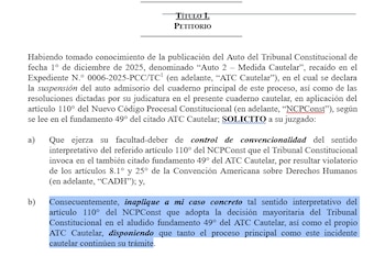 Solicitud de Delia Espinoza al