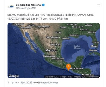 Sismo en Chiapas (Twitter/@SismologicoMX)