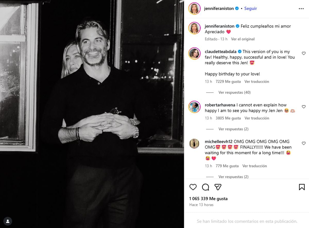 Jennifer Aniston confirmó su relación con Jim Curtis tras felicitarloen s cumpleaños. (Instagram/@jenniferaniston)