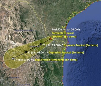 Trayectoria de la tormenta tropical