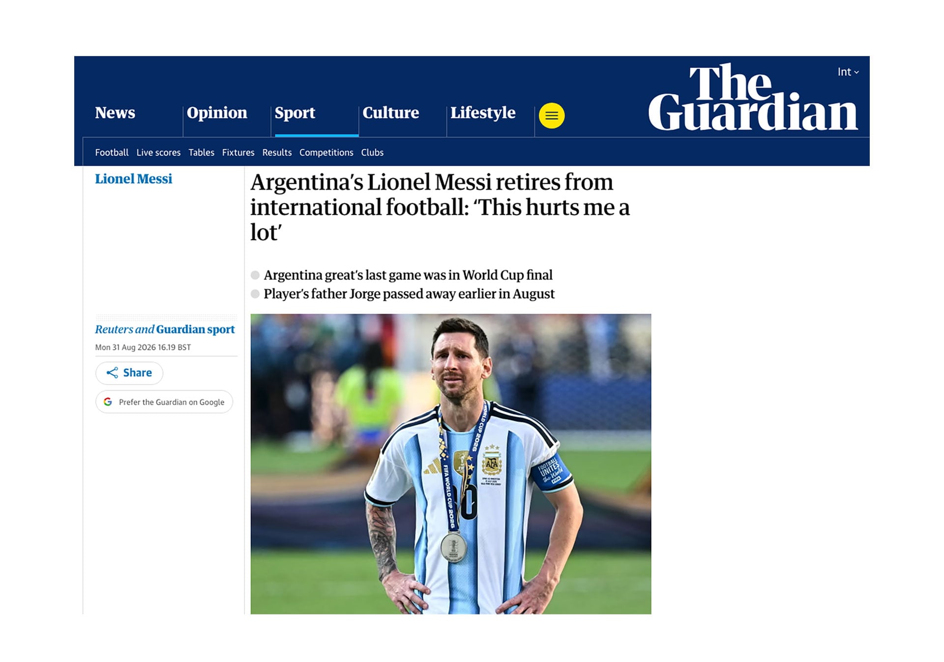 La portada de The Guardian.