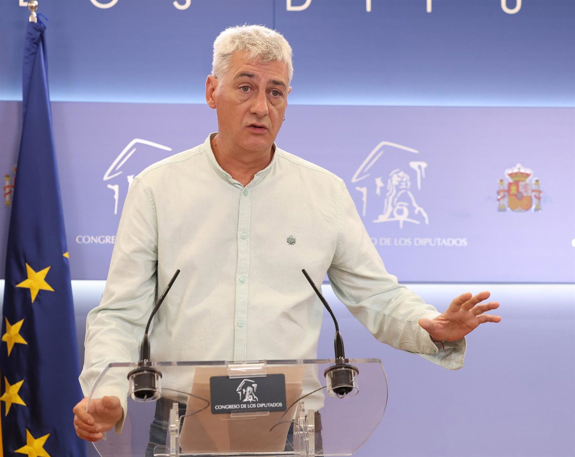 24/09/2026 El portavoz adjunto de EH Bildu en el Congreso, Oskar Matute, durante una rueda de prensa en el Congreso de los Diputados, a 24 de septiembre de 2026, en Madrid (España).POLITICA Marta Fernández - Europa Press