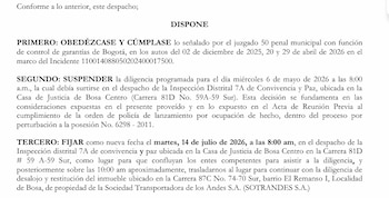 El inspector de policía de Bosa fijó el 14 de julio como fecha definitiva para el desalojo de más de 400 familias del barrio El Remanso - crédito Secretaría de Gobierno