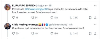 Cielo Rusinque discute con un usuario de X por su publicación sobre Pegasus - crédito @cielo_rusinque