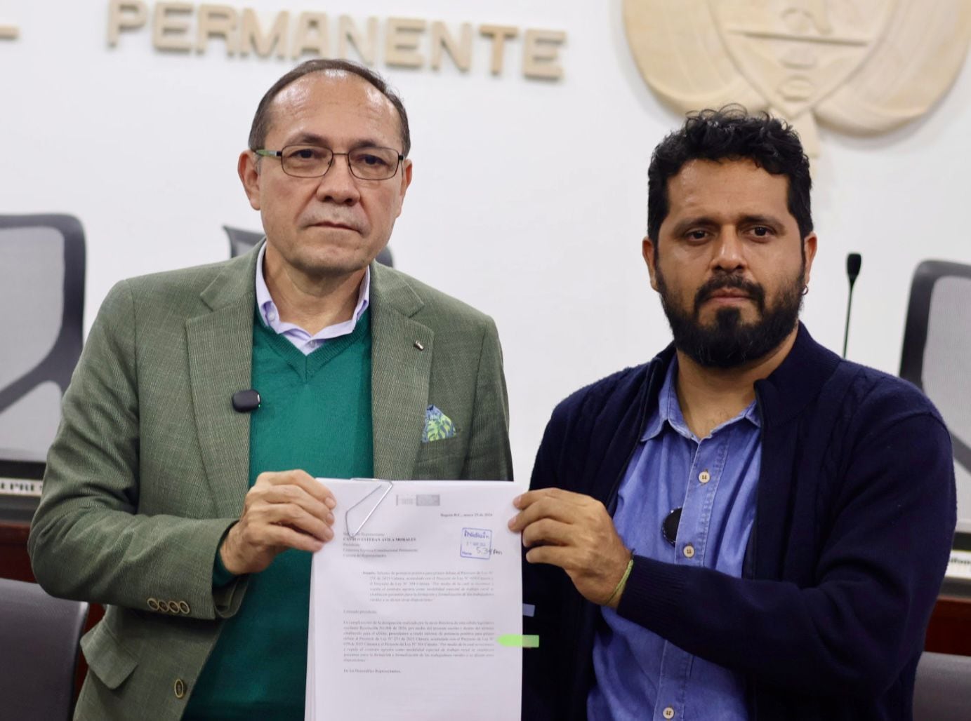 Antonio Sanguino y Alfredo Mondragón lideraron la radicación de la ponencia del proyecto de ley - crédito Ministerio del Trabajo