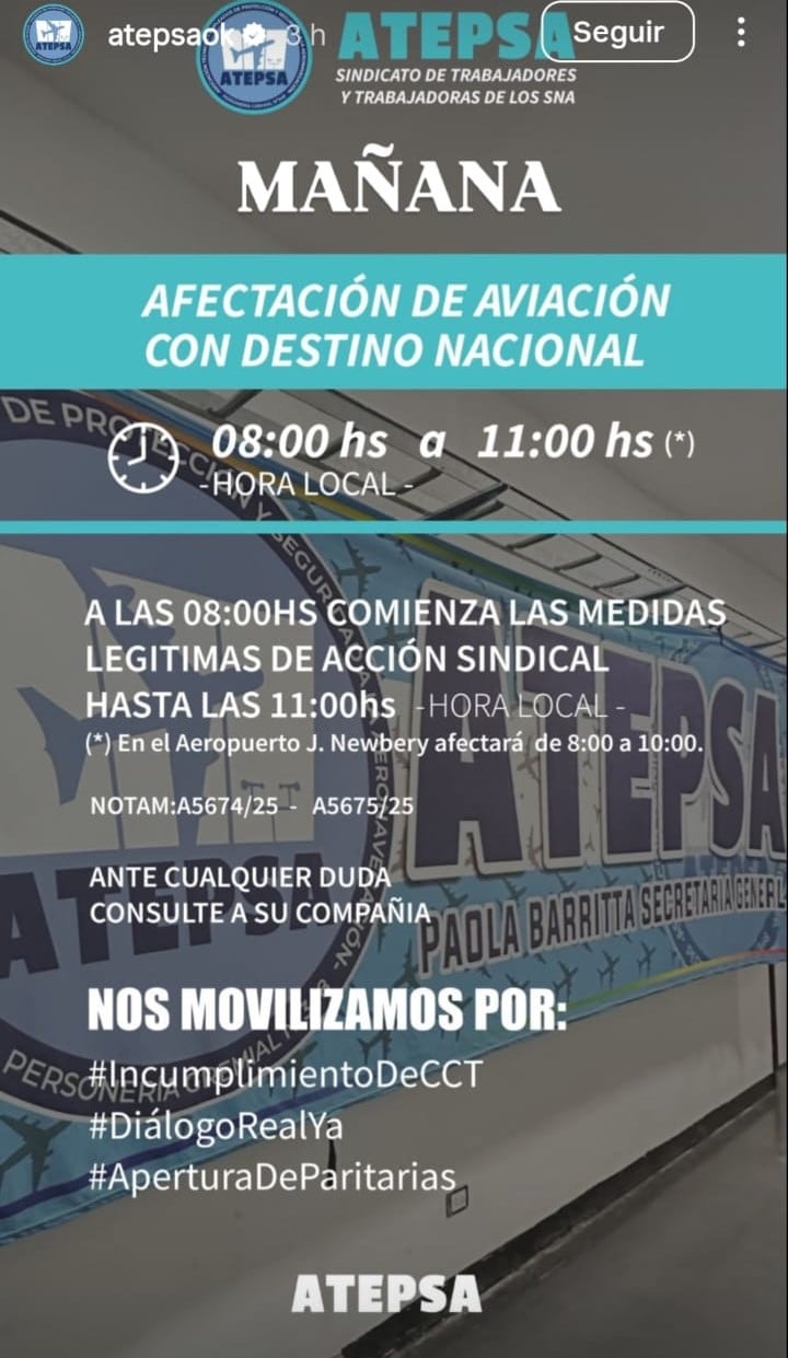 El anuncio hecho a través de Instagram por parte de ATEPSA