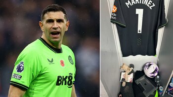 Dibu Martínez mostró su camarín en el Aston Villa