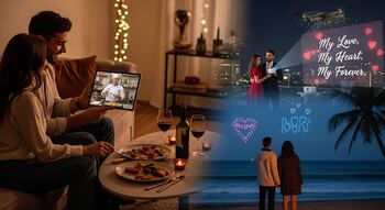 Mujer sonriendo frente a una tablet con una playlist de San Valentín en pantalla