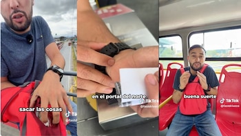 Usuarios advierten sobre la modalidad en la que delincuentes lanzan gel en la cabeza para distraer y robar pertenencias en estaciones y buses del sistema - crédito fastdriveco / TikTok