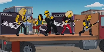 El cameo de Judas Priest en Los Simpson provocó revuelo tras ser etiquetados erróneamente como death metal en la serie (Captura/YouTube)
