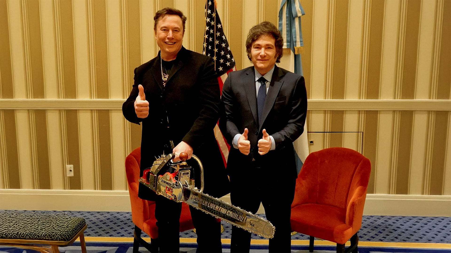 Milei en una de sus reuniones con Musk