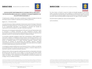 La Fiscalía señaló que el exviceministro participó en la estructuración del contrato, promovió la flexibilización de requisitos y gestionó trámites ante la Aeronáutica Civil - crédito Fiscalía
