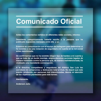 Comunicado de Anderson Julio (Foto: