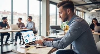 Imagen ilustrativa de emprendedor analizando