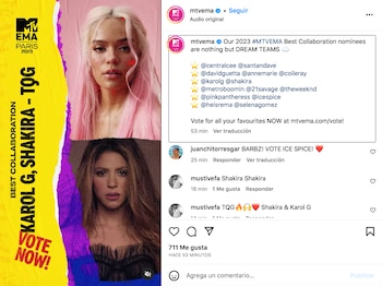 Shakira y Karol G lideran