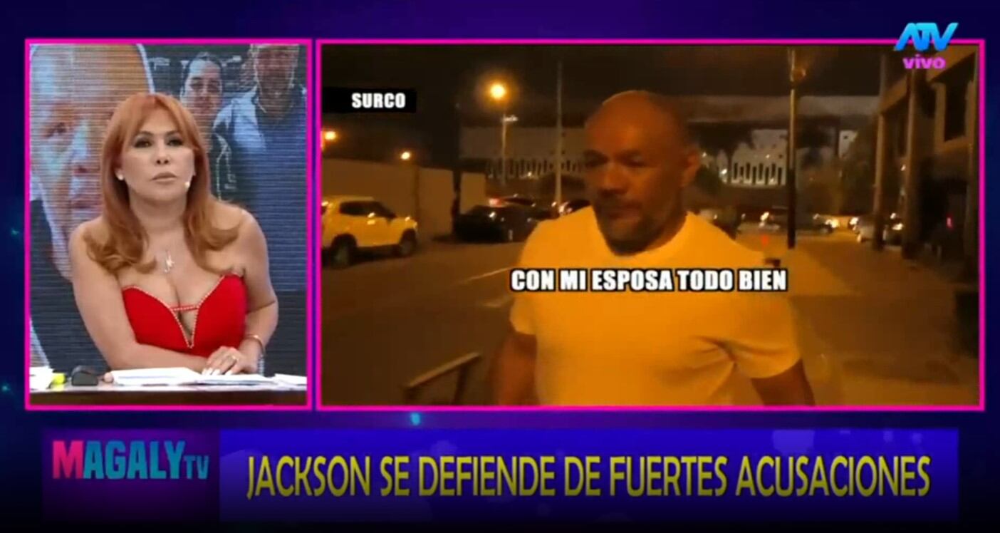 Jackson Mora desmiente infidelidad y defiende su matrimonio con Tilsa Lozano. (Captura: Magaly TV La Firme)