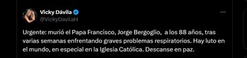 Reacción de Vicky Dávila por