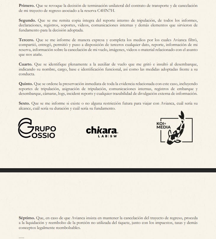 La exposición demanda informes internos completos, explicaciones sobre difusión de información y el acceso a soportes que justificaron la decisión de cancelar el trayecto de regreso a Madrid - crédito Gina Fonseca, Legal Manager