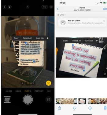 A la izquierda: Texto extraído