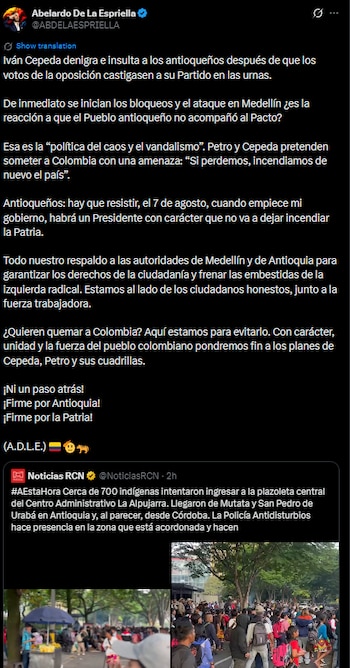 Abelardo de la Espriella criticó