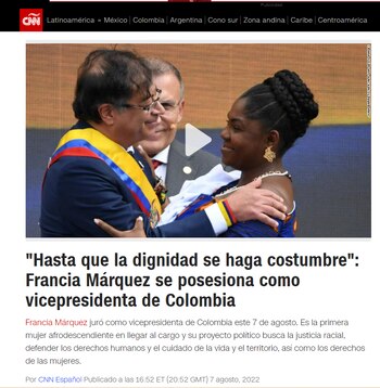 El medio informativo CNN en español, desplegó a través de su portal web, un cubrimiento al minuto minuto de la posesión del nuevo presidente de la republica Gustavo Petro
Foto: Vía cnnespanol.com