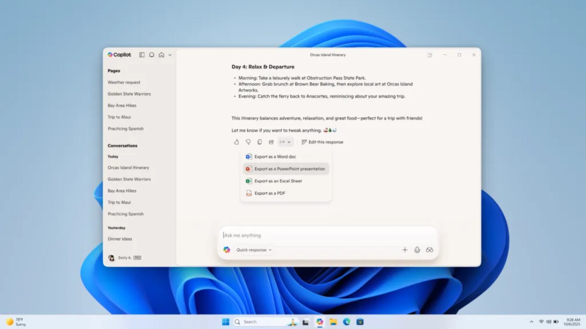 Interacción Copilot - Office. (Microsoft)
