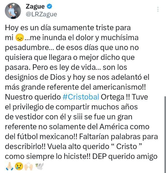 Históricos futbolistas de las Águilas como Luis Roberto Alves ‘Zague’ o Daniel Brailovsky despidieron con palabras de aliento al mediocampista. (Captura de pantalla)
