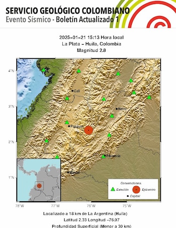 El epicentro, según el SGC