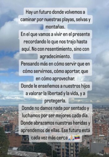 Andreína Solórzano compartió mensaje relacionado