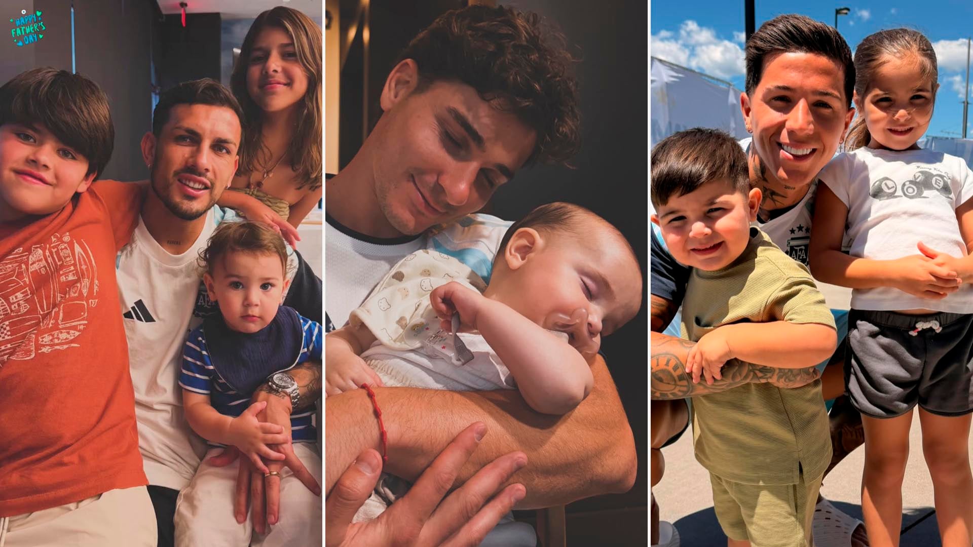 Los futbolistas festejan el día del padre durante el Mundial