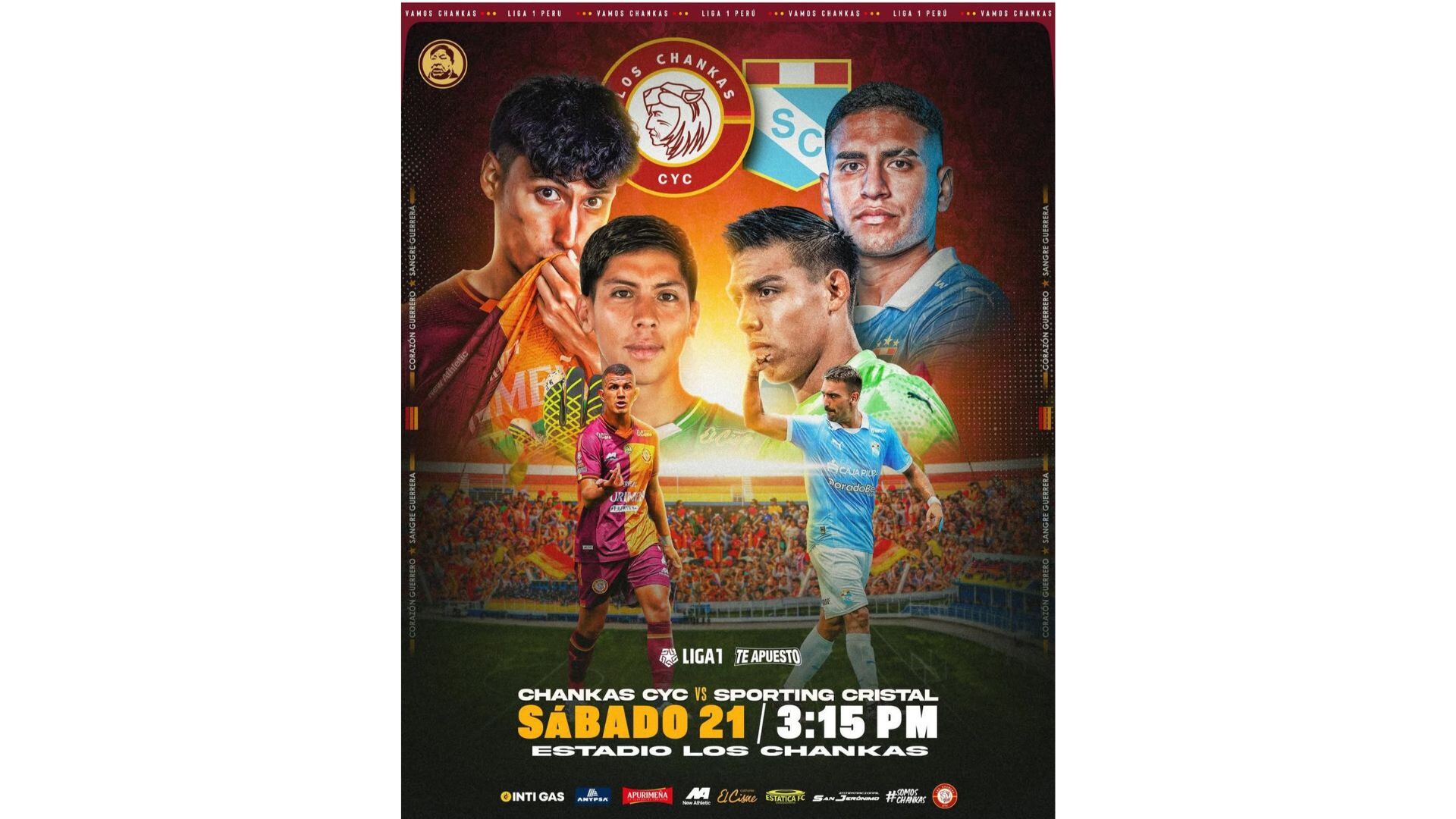 Los Chankas anunciaron su día de partido con Sporting Cristal en redes sociales.