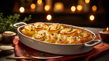 La guarnición de papas navideñas