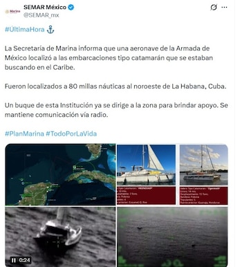 La Marina indicó que las embarcaciones fueron vistas cerca de La Habana. | X- MARINA