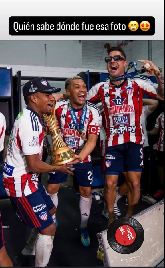 El capitán e ídolo del Junior de Barranquilla subió una publicación junto a Yeison Suárez y Guillermo Paiva levantando el título 12 del