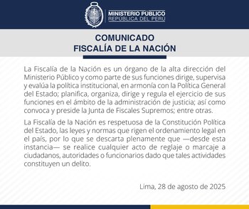 Comunicado del Ministerio Público.