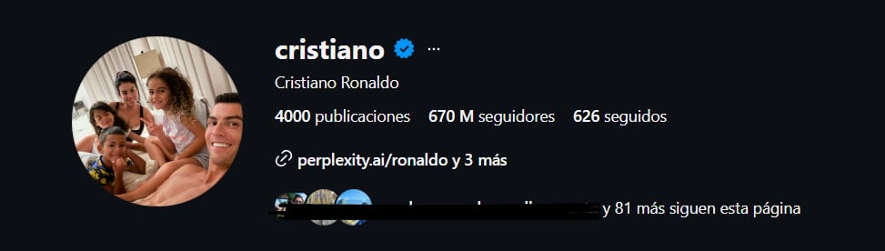 Cristiano Ronaldo es la figura pública más seguida de Instagram.