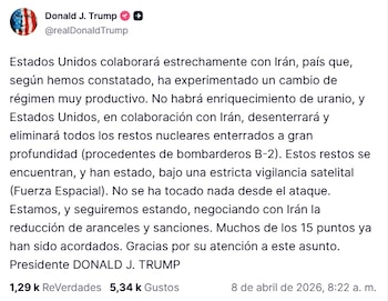 (Captura de pantalla/Truth Social)