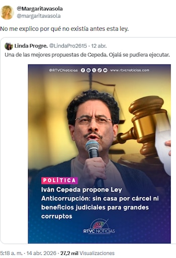 Margarita Rosa de Francisco exigió sanciones más severas contra corruptos tras anuncio de Iván Cepeda - crédito @margaritavasola/X