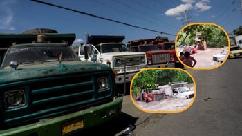 Video: dos volquetas quedaron atrapadas en medio de una creciente en zona rural de Riohacha, en La Guajira