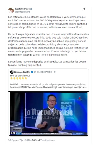 Gustavo Petro sobre supuestos fraudes en primera vuelta