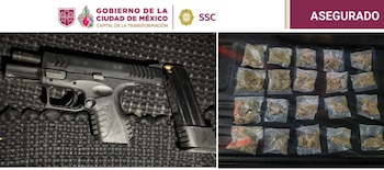 Le fueron decomisadas varias bolsitas de marihuana y un arma Foto: SSC