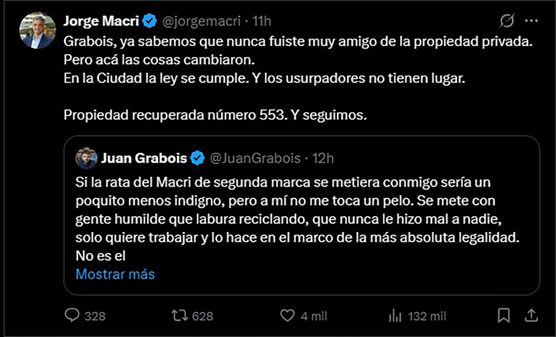 La respuesta de Macri hacia Grabois por la recuperación de un terreno en Parque Avellaneda