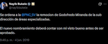 El presidente Nayib Bukele ordenó